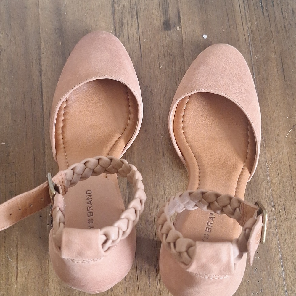 Lucky Brand Karolin Braided Ankle Strap Block Heel Pumps 7M - Picture 7 of 9